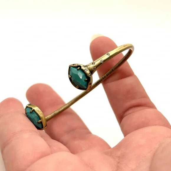 Kendra Scott Laura Pinch Cuff Bracelet in Antique Gold & Variegated Turquoise - Picture 9 of 13